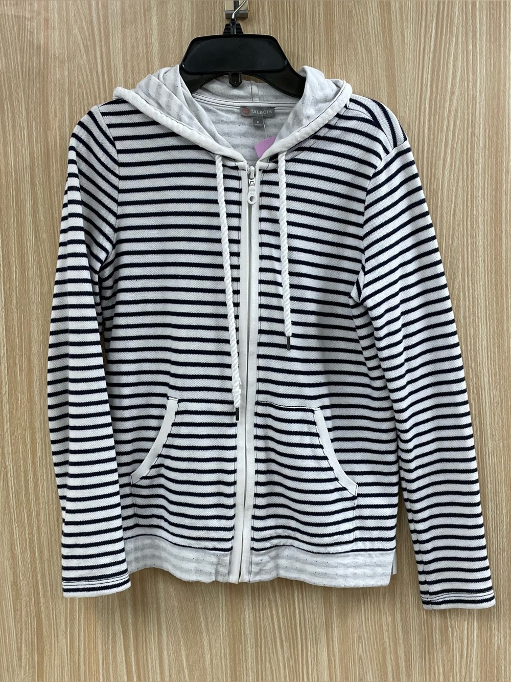 Talbots White Stripe Cardigan Size XSP